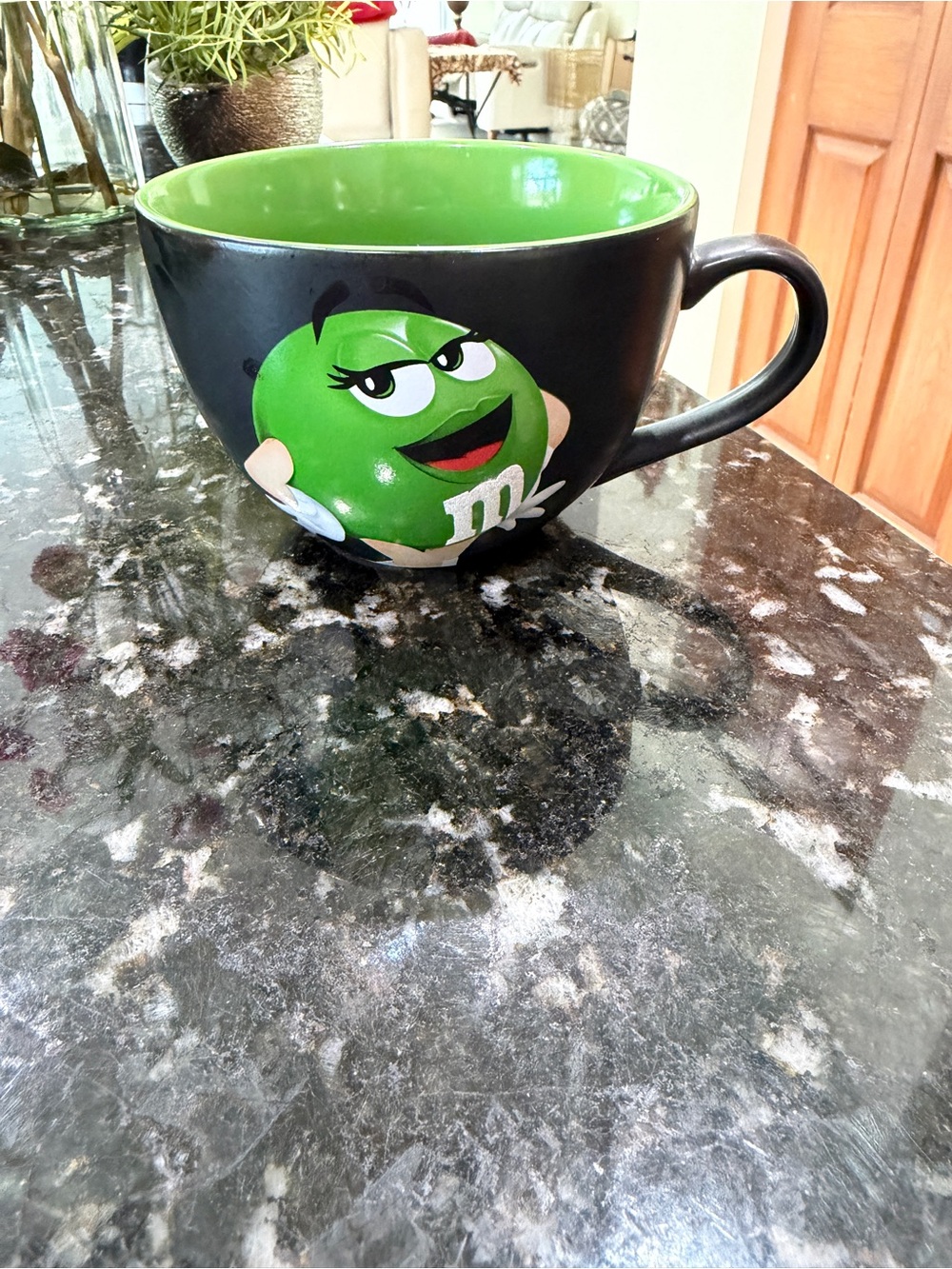 M&M'S Green Character Mug with Black Exterior and Green Interior